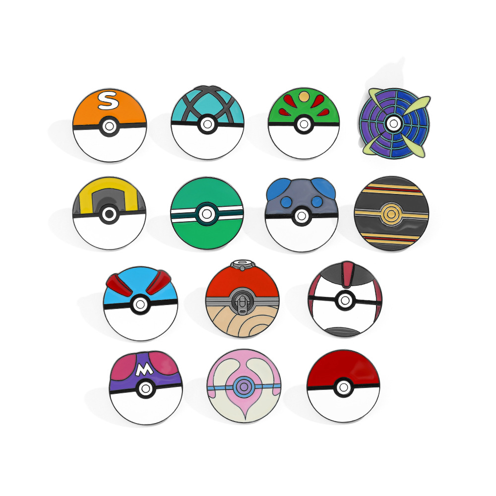 Pokeball Cosplay Prop - دبابيس معدنية مطلية بالمينا على شكل