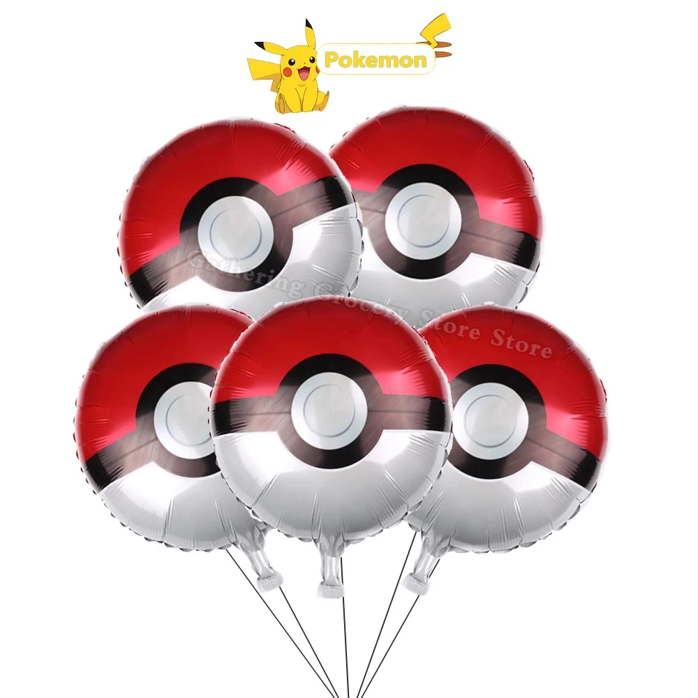 Pokeball Cosplay Prop - 5 قطع بالونات ألمنيوم لطيفة على