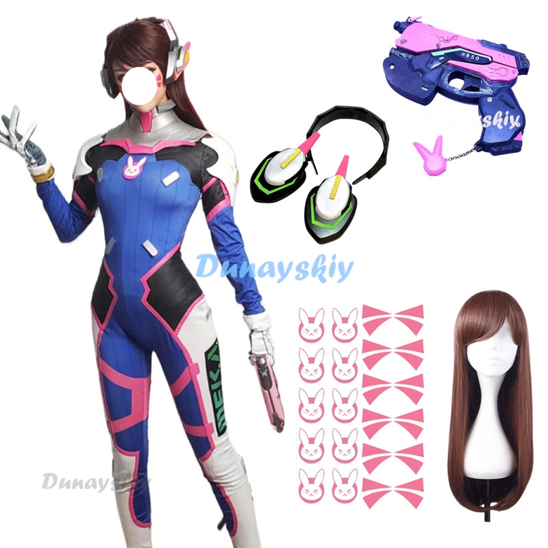 Dva Cosplay Prop - أفرول أنيمي ضيق زي Dva للنساء